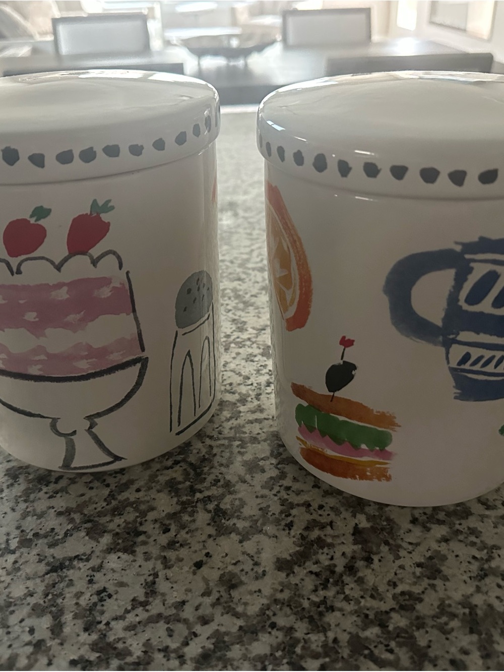 Kate spade bye Lenox White Ceramic Canister Set with Colorful Food Motifs
